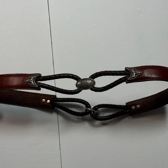 Brighton‎ Belt Womens XS 30 Brown Leather Braided Concho Western Cowgirl - Picture 2 of 6